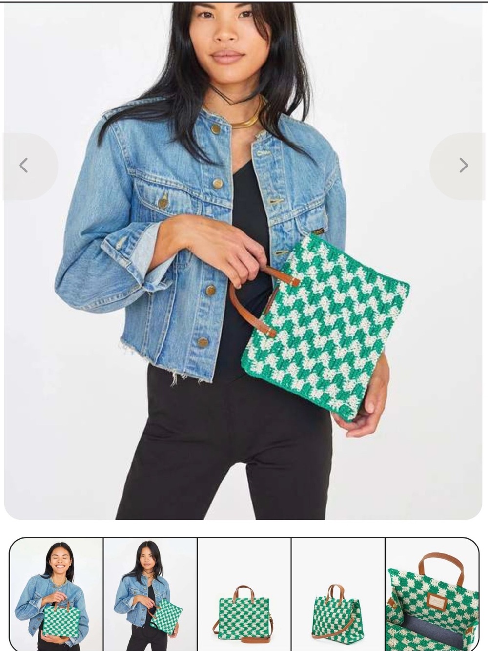CLARE V. Petit summer simple crochet checker tote